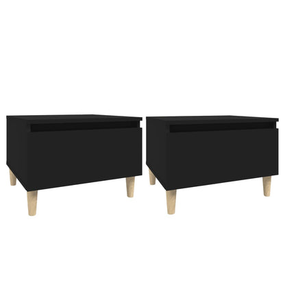 Set of 2 Black Side Tables - Engineered Wood, 50x46x35 cm