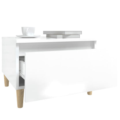 High Gloss White Side Table 50x46x35 cm - Engineered Wood