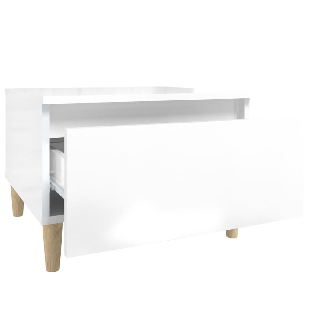 High Gloss White Side Table 50x46x35 cm - Engineered Wood
