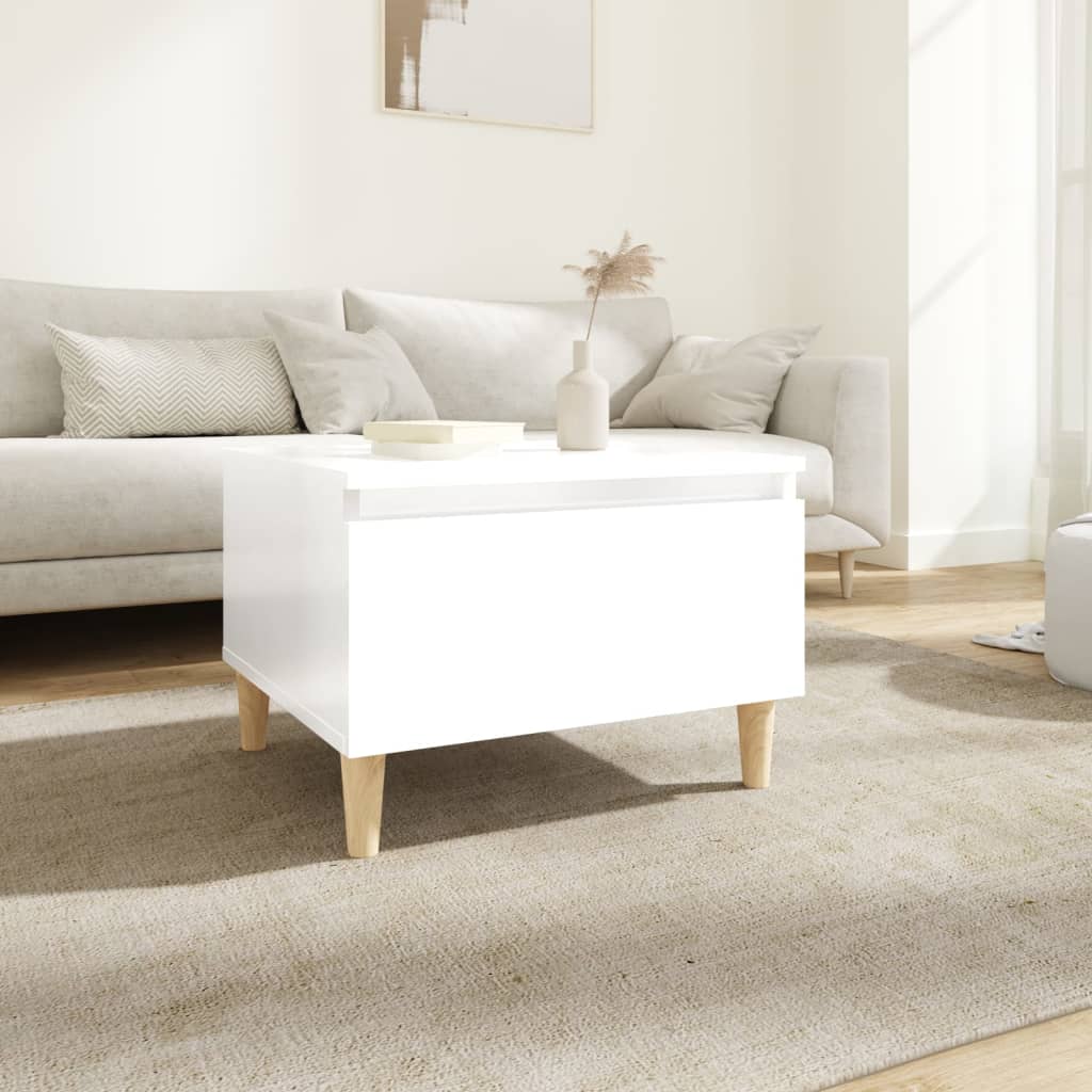 High Gloss White Side Table 50x46x35 cm - Engineered Wood