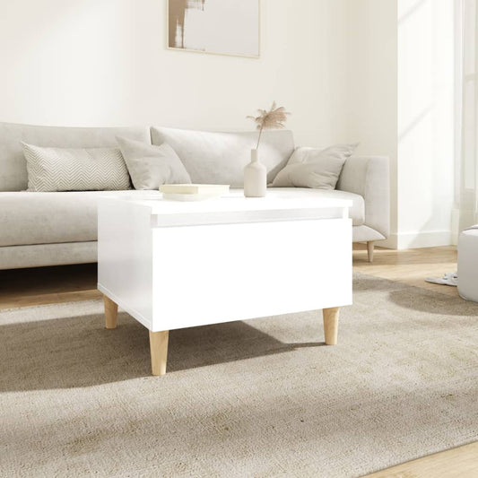 High Gloss White Side Table 50x46x35 cm - Engineered Wood