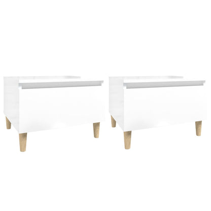 Set of 2 High Gloss White Side Tables - Engineered Wood