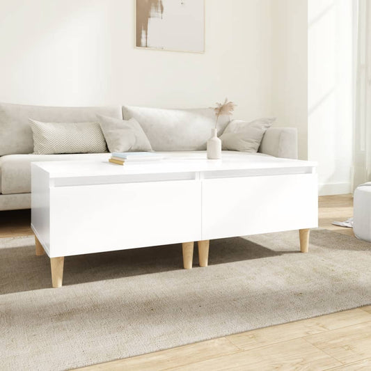 Set of 2 High Gloss White Side Tables - Engineered Wood