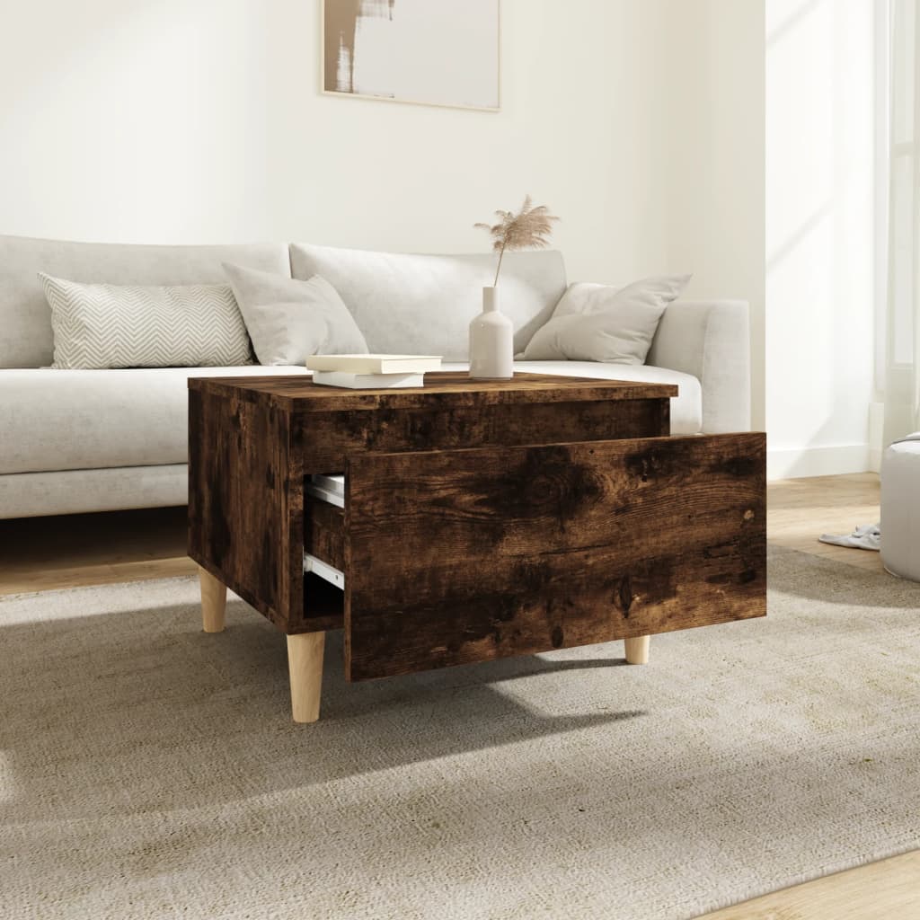 Smoked Oak Side Table - Engineered Wood, 50x46x35 cm
