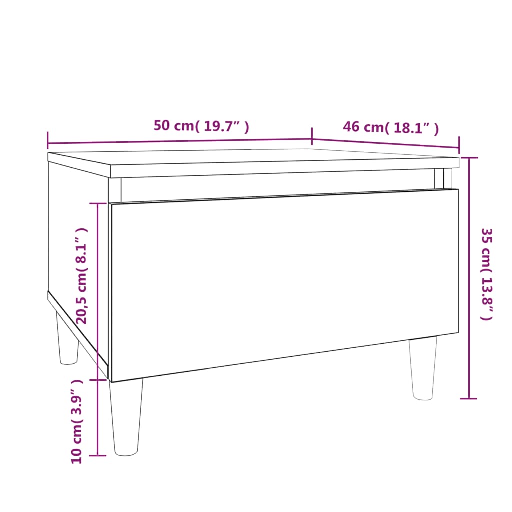 Smoked Oak Side Table - Engineered Wood, 50x46x35 cm