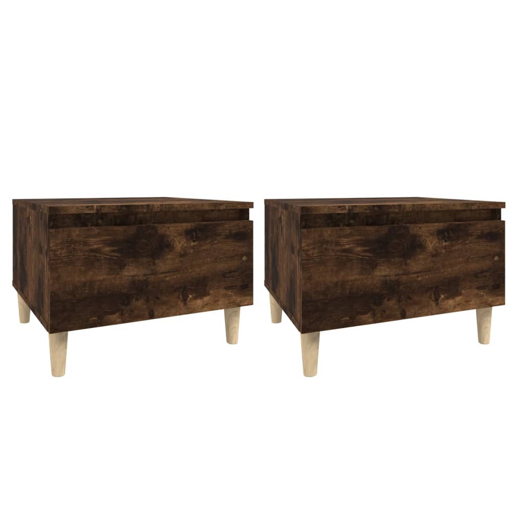 Smoked Oak Side Tables 2-Piece Set - Engineered Wood, 50x46x35 cm
