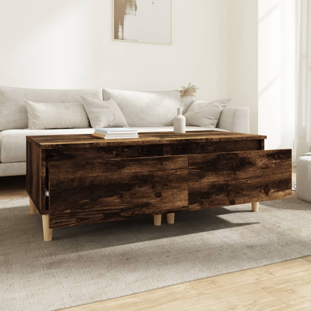 Smoked Oak Side Tables 2-Piece Set - Engineered Wood, 50x46x35 cm