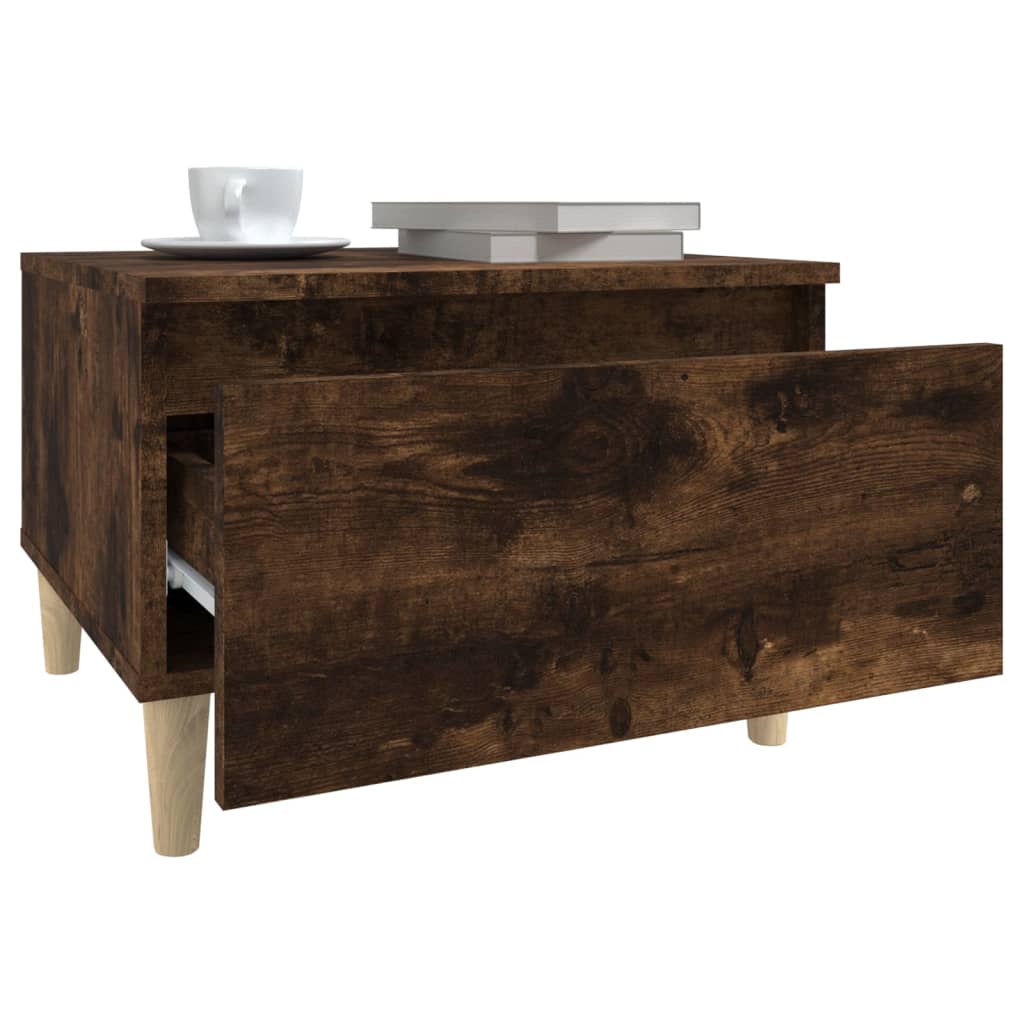 Smoked Oak Side Tables 2-Piece Set - Engineered Wood, 50x46x35 cm
