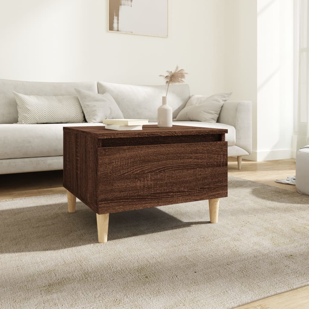 Brown Oak Side Table - Engineered Wood, 50x46x35 cm