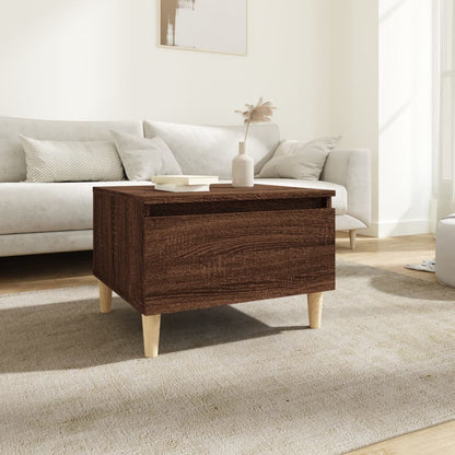 Brown Oak Side Table - Engineered Wood, 50x46x35 cm