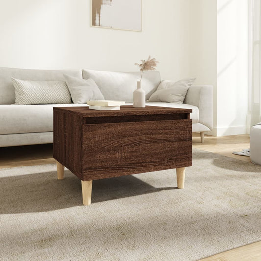 Brown Oak Side Table - Engineered Wood, 50x46x35 cm