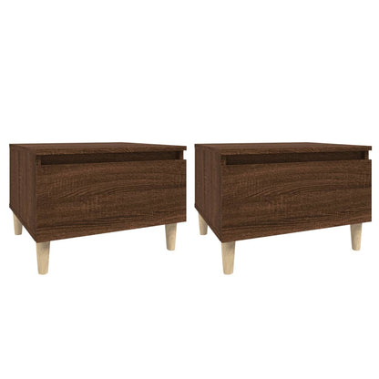 2-Piece Brown Oak Side Tables - Engineered Wood, 50x46x35cm