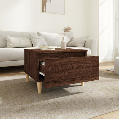 2-Piece Brown Oak Side Tables - Engineered Wood, 50x46x35cm