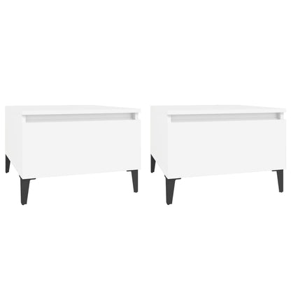 2-Piece White Engineered Wood Side Tables, 50x46x35 cm