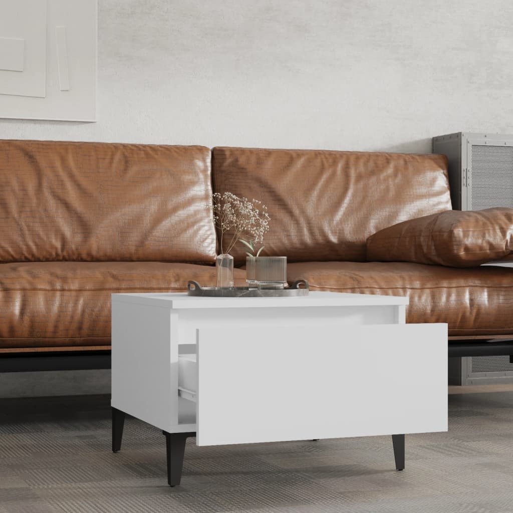 2-Piece White Engineered Wood Side Tables, 50x46x35 cm