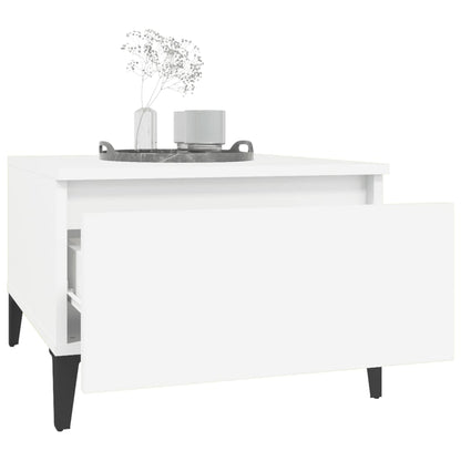 2-Piece White Engineered Wood Side Tables, 50x46x35 cm