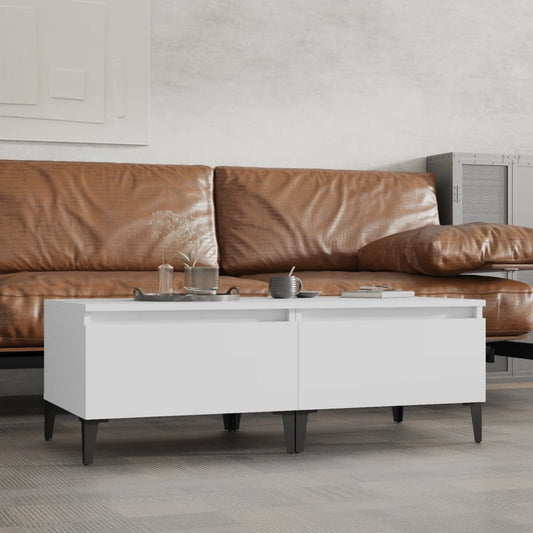2-Piece White Engineered Wood Side Tables, 50x46x35 cm