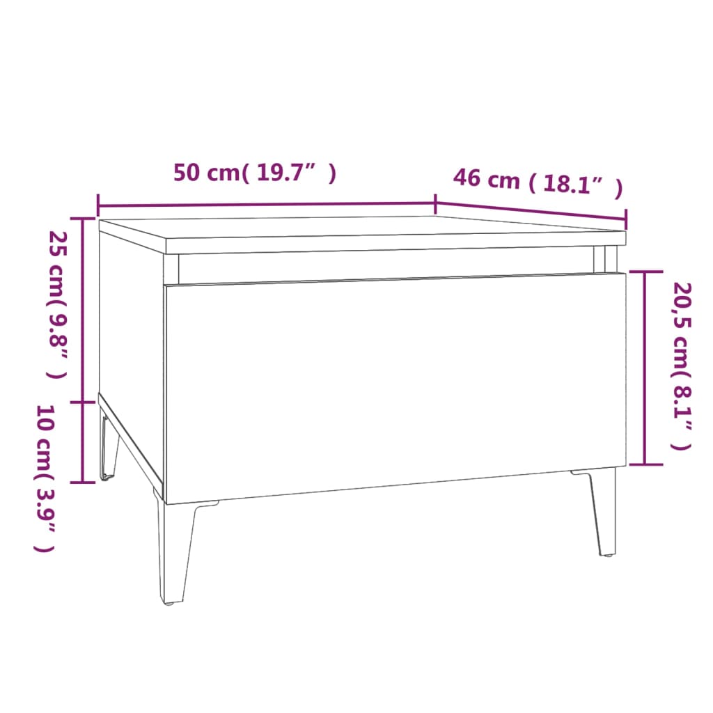 Black Engineered Wood Side Tables, Set of 2, 50x46x35 cm