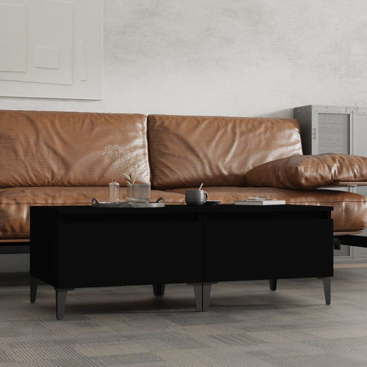 Black Engineered Wood Side Tables, Set of 2, 50x46x35 cm