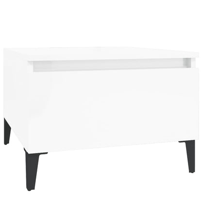 High Gloss White Side Table - 50x46x35 cm, Engineered Wood