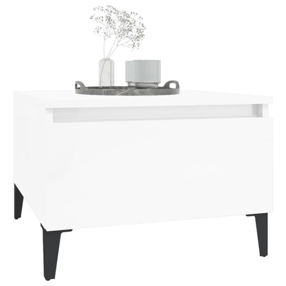 High Gloss White Side Table - 50x46x35 cm, Engineered Wood