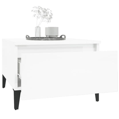 High Gloss White Side Table - 50x46x35 cm, Engineered Wood