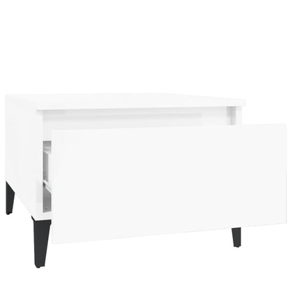 Set of 2 High Gloss White Side Tables - 50x46x35 cm Engineered Wood