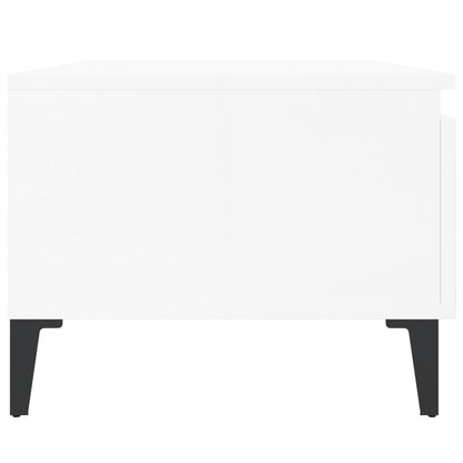 Set of 2 High Gloss White Side Tables - 50x46x35 cm Engineered Wood