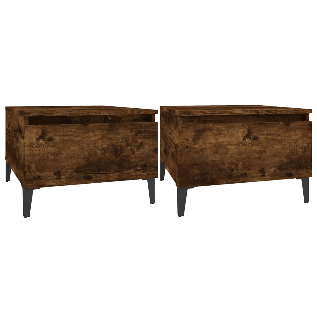 2-Piece Smoked Oak Side Tables - 50x46x35 cm Engineered Wood
