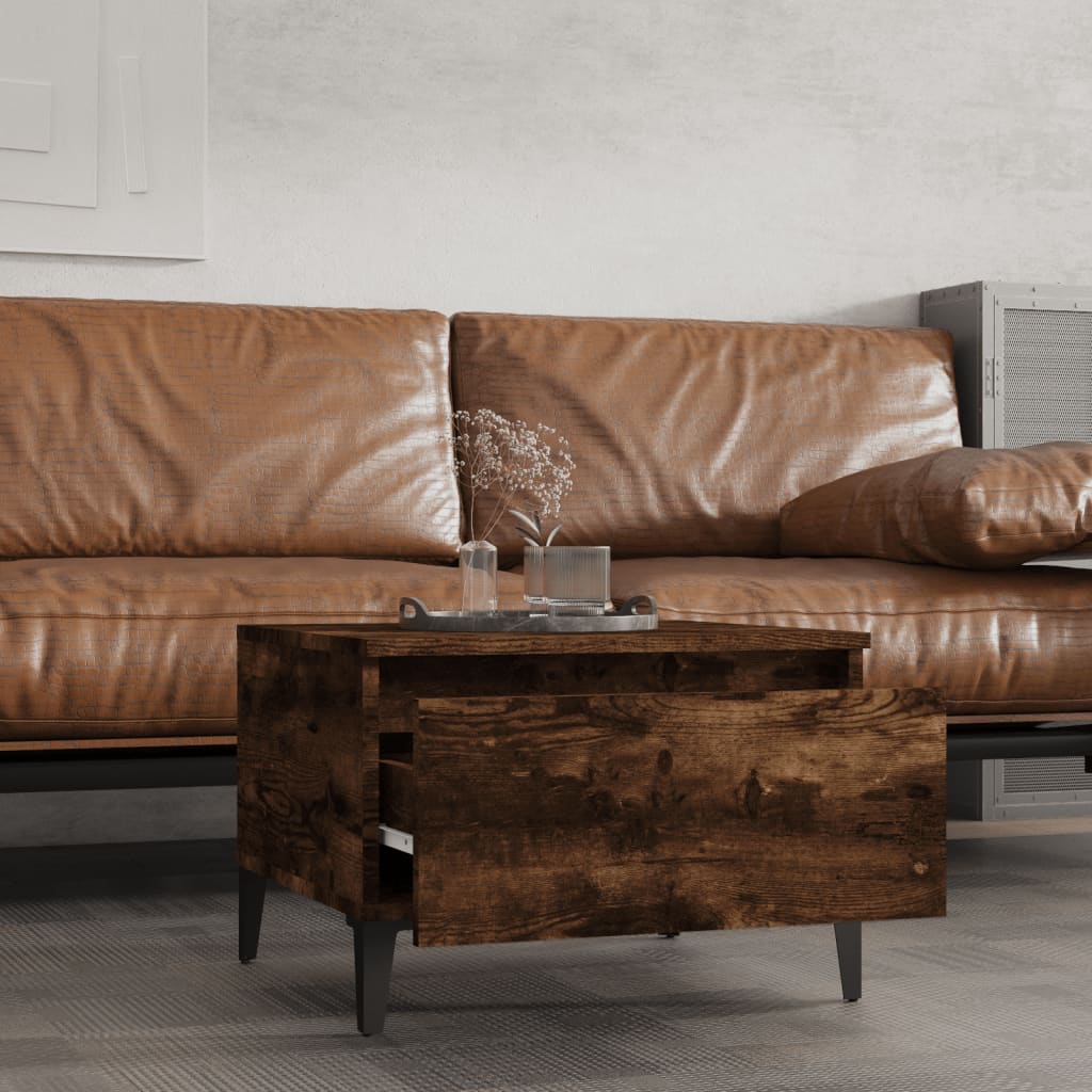 2-Piece Smoked Oak Side Tables - 50x46x35 cm Engineered Wood