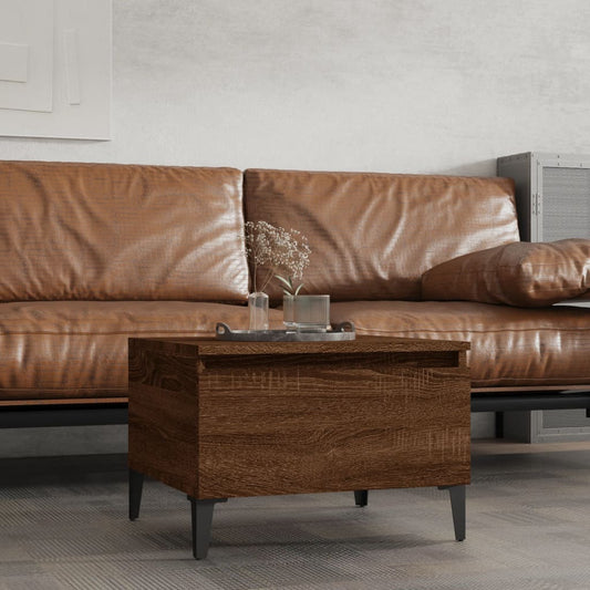 Brown Oak Side Table - Engineered Wood, 50x46x35 cm