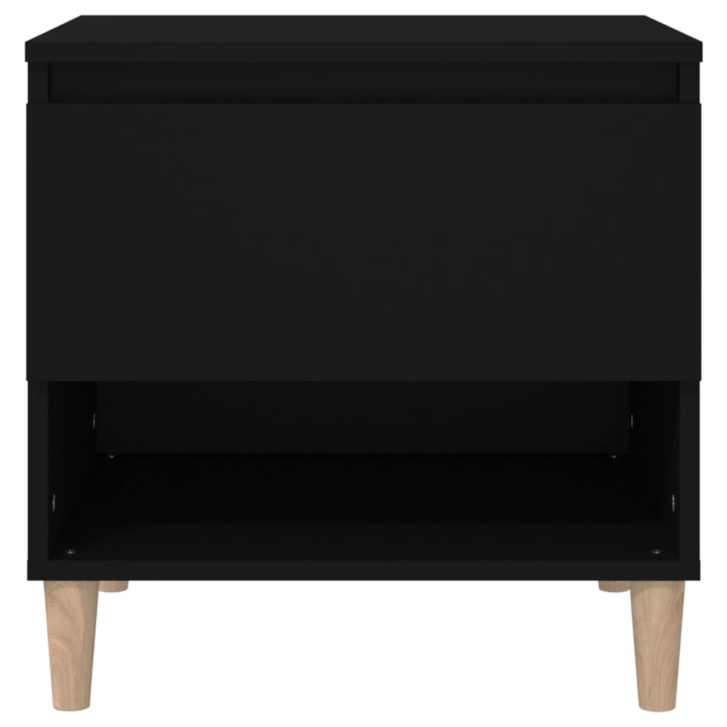 Black Engineered Wood Bedside Table, 50x46x50cm | Modern Design