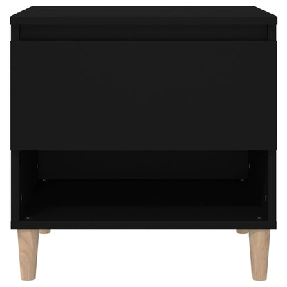 Black Engineered Wood Bedside Table, 50x46x50cm | Modern Design