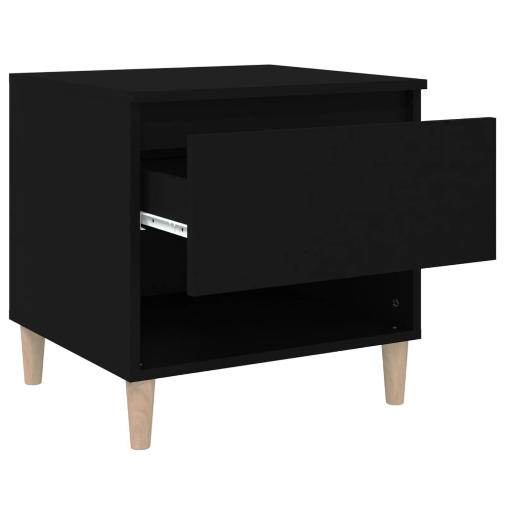 Black Engineered Wood Bedside Table, 50x46x50cm | Modern Design