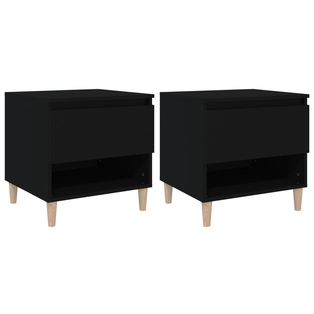 Set of 2 Black Bedside Tables, Engineered Wood, 50x46x50 cm