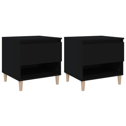 Set of 2 Black Bedside Tables, Engineered Wood, 50x46x50 cm