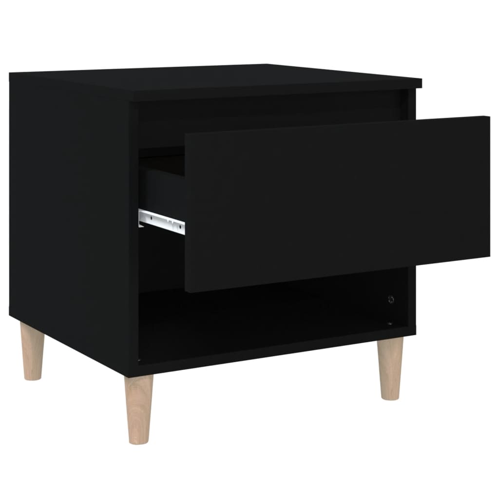 Set of 2 Black Bedside Tables, Engineered Wood, 50x46x50 cm