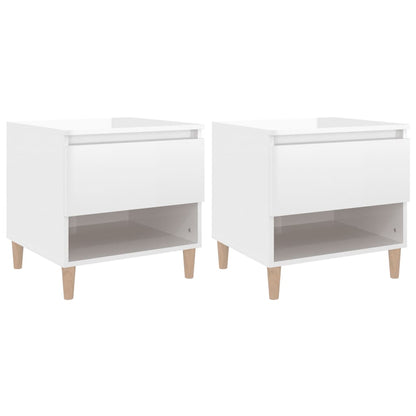 High Gloss White Bedside Tables Set of 2 - Engineered Wood, 50x46x50
