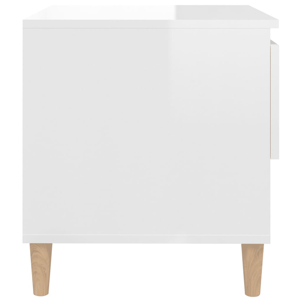 High Gloss White Bedside Tables Set of 2 - Engineered Wood, 50x46x50
