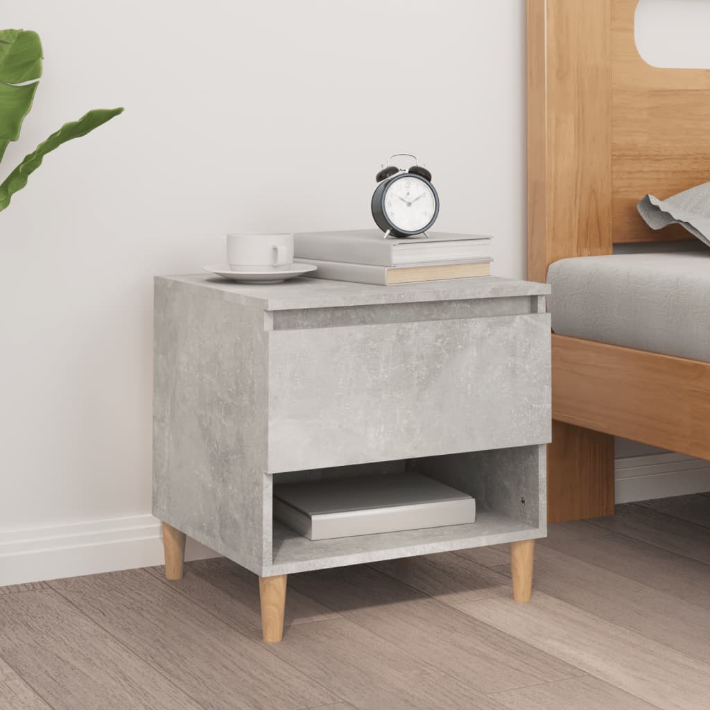 Modern Concrete Grey Bedside Table, 50x46x50cm Engineered Wood
