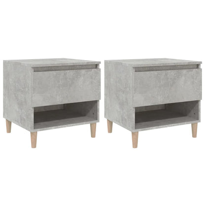 Concrete Grey Bedside Tables Set of 2 - Engineered Wood, 50x46x50 cm