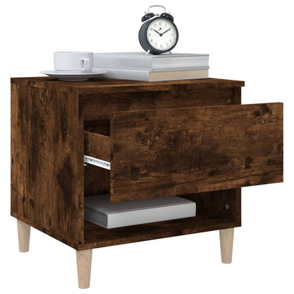 Smoked Oak Bedside Table - 50x46x50 Engineered Wood