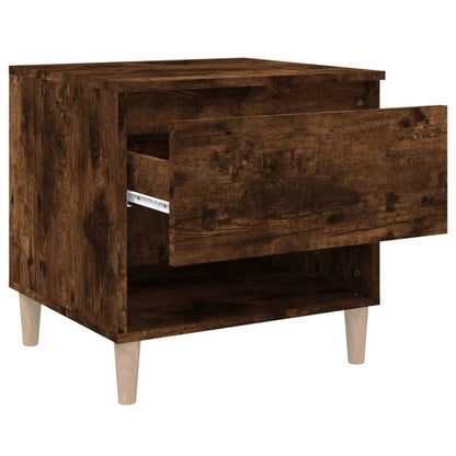 Smoked Oak Bedside Table - 50x46x50 Engineered Wood