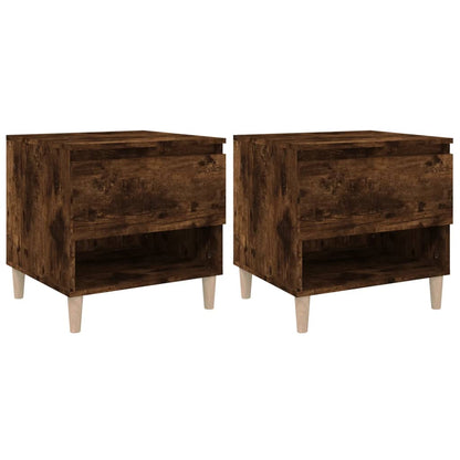 Smoked Oak Bedside Tables Set of 2 - 50x46x50 Engineered Wood