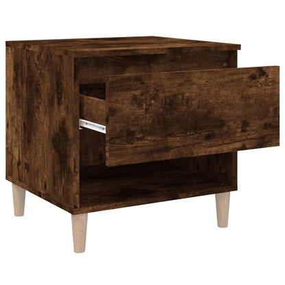 Smoked Oak Bedside Tables Set of 2 - 50x46x50 Engineered Wood