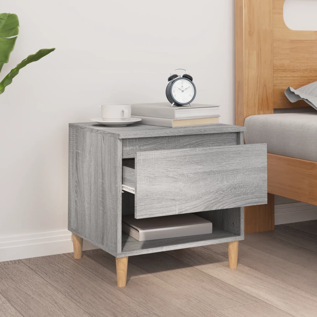 Grey Sonoma Bedside Table 50x46x50 - Engineered Wood Elegance