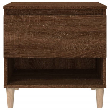 Brown Oak Bedside Table 50x46x50 - Modern Engineered Wood Design