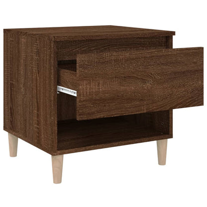 Brown Oak Bedside Table 50x46x50 - Modern Engineered Wood Design