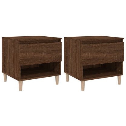 Brown Oak Bedside Tables 2 Pcs - 50x46x50cm Engineered Wood