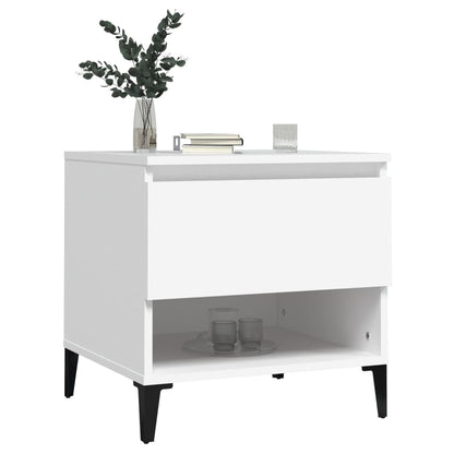 White Engineered Wood Side Table - 50x46x50 cm